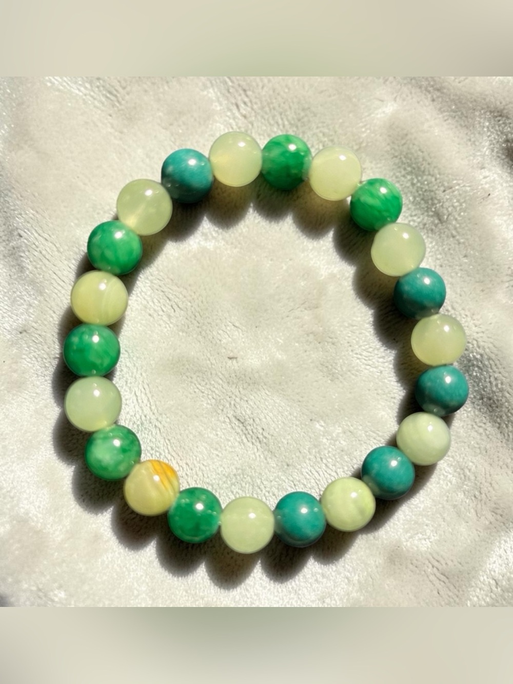 Handmade Green Agate and Stone Beaded Bracelet